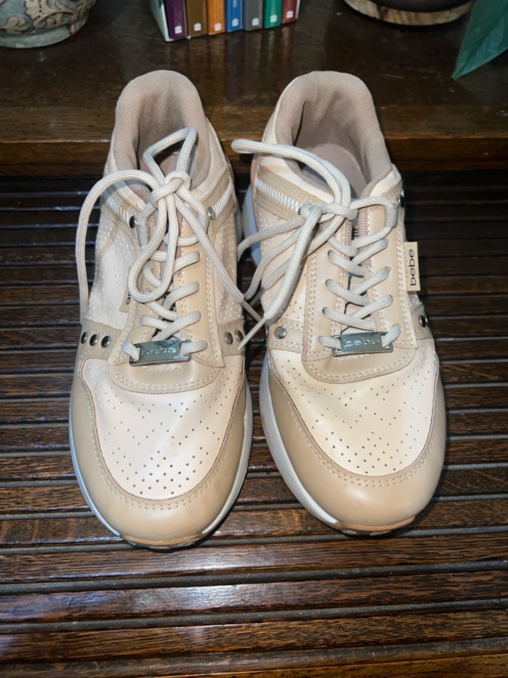 bebe Beige and Cream Women's Sneakers